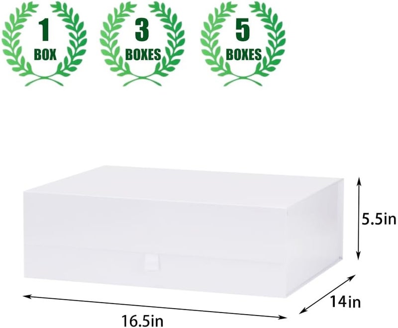 PLINJOY Extra Large White Gift Box 3 Pack 16.5x14x5.5 Inches,Gift Boxs for Presents with Lid Magnetic Closure Collapsible,Bridesmaid Proposal Box,Birthday, Christmas,for Clothes and Large Gifts - Image 4